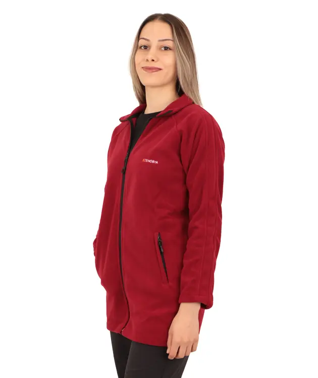 Kadın Polar Reglan Kol Ceket - ZBPRKCKTR11-Bordo-2